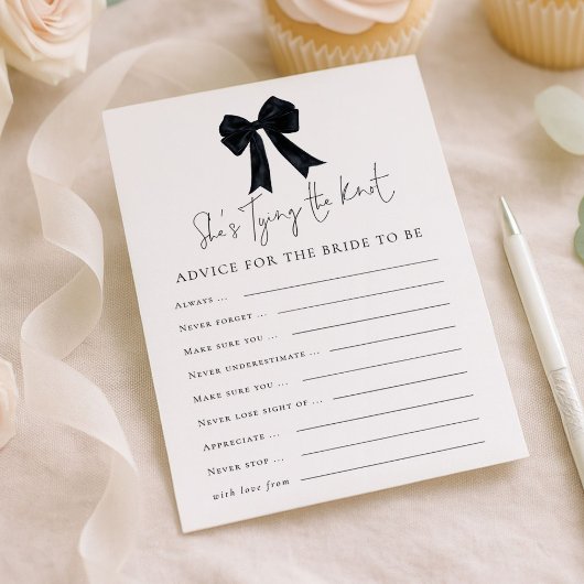 Black Bow Advice for Bride Bridal Shower Game Card Kaart
