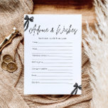 Black Bow Advies en Wishes Vrijgezellenfeest Game Kaart<br><div class="desc">Maak de dag van de bruid extra speciaal met de Black Bow Advies en Wishes Game! 🎀💍✨ Dit elegante en oprechte spel heeft een chique zwarte strik en een stijlvol script, ideaal voor een stijlvol vrijgezellenfeest. 🖤 Gasten kunnen hun beste huwelijksadvies en goede wensen voor de aanstaande bruid delen, waardoor...</div>