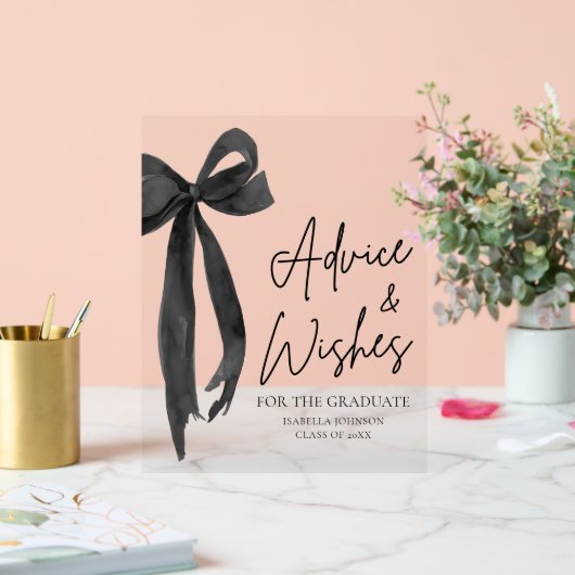 Black Bow Afstudeerder Party Afstuderen advies en  Acryl Bord (Huwelijk)