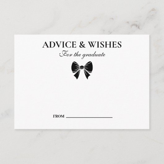 Black Bow Afstuderen advies en wensen Informatiekaartje (Voorkant)