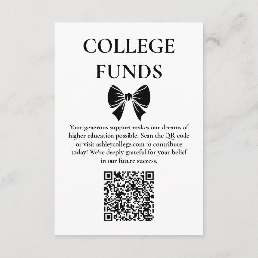 Black Bow Afstuderen College Fondsen Informatiekaartje (Voorkant)