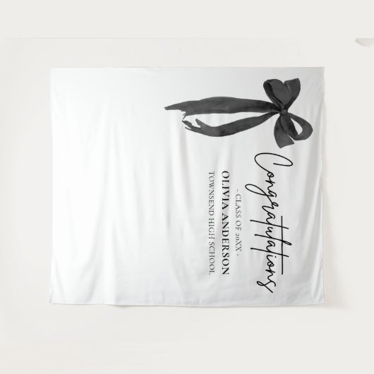 Black Bow Afstuderen Felicitatie Foto Achtergrond Wandkleed (Voorkant (horizontaal))