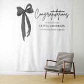 Black Bow Afstuderen Felicitatie Foto Achtergrond Wandkleed (In situ)