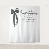 Black Bow Afstuderen Felicitatie Foto Achtergrond Wandkleed (Voorkant)