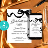 Black Bow Afstuderen Invitation Ribbon Afstudeerde Kaart