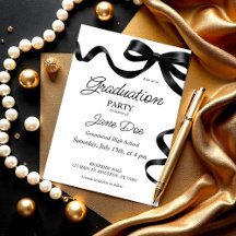 Black Bow Afstuderen Invitation Ribbon Afstudeerde