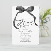 Black Bow Afstuderen, minimalistisch zwart-wit Kaart (Staand voorkant)