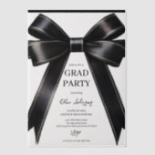 Black Bow Afstuderen Uitnodiging | Elegant modern (Voorkant)