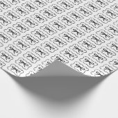 Black Bow and Curly Ribbon Frame Chic Whimsical Cadeaupapier (Hoek)