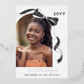 Black Bow Arch Foto Zilverfolie Afstuderen Folie Uitnodiging (Voorkant)