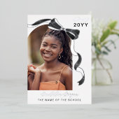 Black Bow Arch Foto Zilverfolie Afstuderen Folie Uitnodiging (Staand Voorkant)