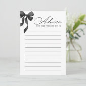 Black Bow Baby shower Advies Kaart (Staand voorkant)