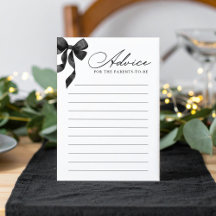 Black Bow Baby shower Advies Kaart