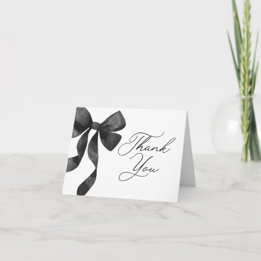 Black Bow-Baby shower Bedankkaart (Voorkant)