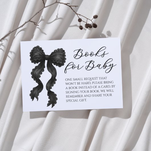 Black Bow Baby shower Boeken voor Baby Informatiekaartje