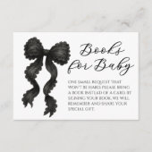Black Bow Baby shower Boeken voor Baby Informatiekaartje (Voorkant)
