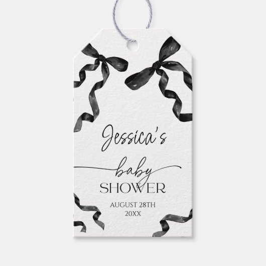 Black Bow-Baby shower Cadeaulabel (Voorkant)
