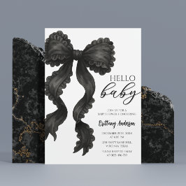 Black Bow Baby shower Coquette Ribbon Invitation Kaart