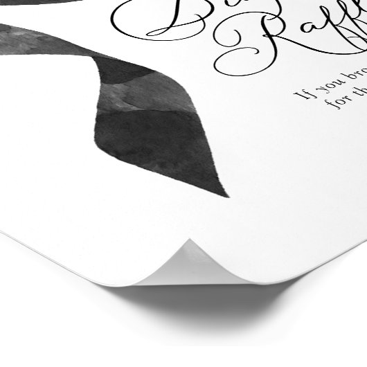 Black Bow Baby Shower Diaper Raffle Sign Poster (Hoek)