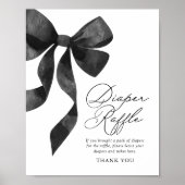 Black Bow Baby Shower Diaper Raffle Sign Poster (Voorkant)