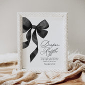 Black Bow Baby Shower Diaper Raffle Sign Poster