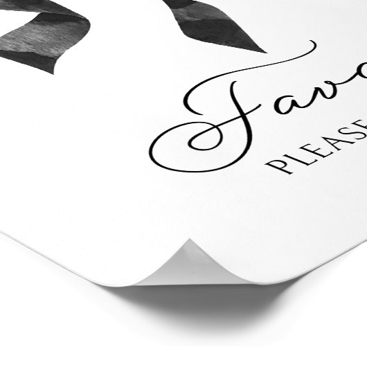 Black Bow Baby shower Favors Sign Poster (Hoek)