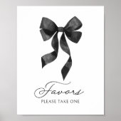 Black Bow Baby shower Favors Sign Poster (Voorkant)