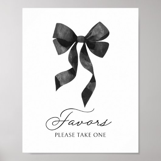 Black Bow Baby shower Favors Sign Poster (Voorkant)