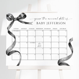 Black Bow Baby shower Guess Vervaldatum Kalender Poster