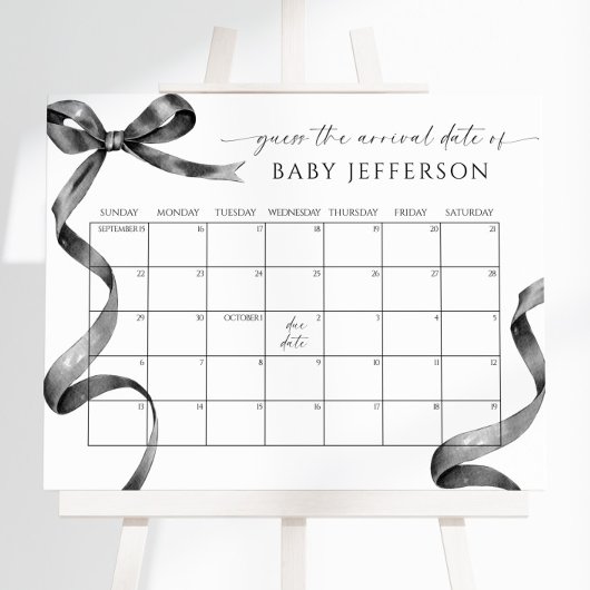 Black Bow Baby shower Guess Vervaldatum Kalender Poster