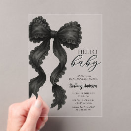 Black Bow Baby shower Minimalist Invitation Acryl Uitnodigingen