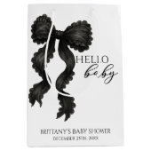 Black Bow Baby shower Modern Medium Cadeauzakje (Voorkant)