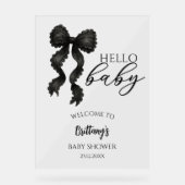 Black Bow Baby shower Modern Welkomstbord Acryl Bord (Voorkant)