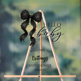 Black Bow Baby shower Modern Welkomstbord Acryl Bord