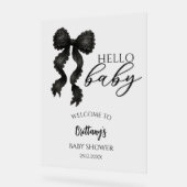 Black Bow Baby shower Modern Welkomstbord Acryl Bord (Hoek)