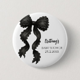 Black Bow-Baby shower Ronde Button 5,7 Cm