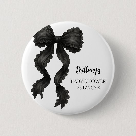 Black Bow-Baby shower Ronde Button 5,7 Cm (Voorkant)