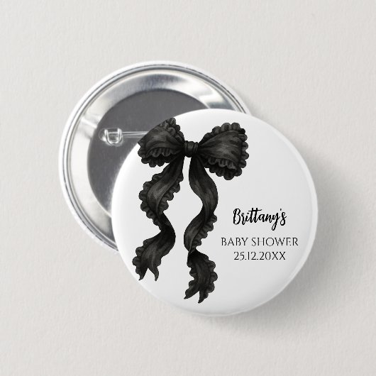 Black Bow-Baby shower Ronde Button 5,7 Cm (Voorkant /achterkant)