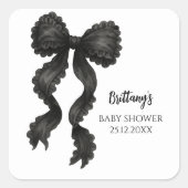 Black Bow-Baby shower Vierkante Sticker (Voorkant)