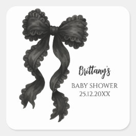 Black Bow-Baby shower Vierkante Sticker