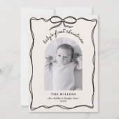  Black Bow Baby's 1e Xmas Familiefoto Feestdagenkaart (Voorkant)