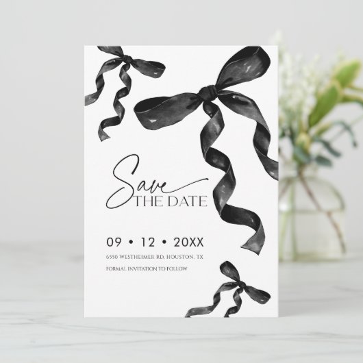 Black Bow Bewaar de datum Kaart (Staand voorkant)