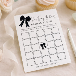 Black Bow Bingo Bridal Shower Game Card Kaart