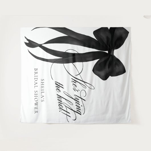 Black Bow Bridal Shower Backdrop Tapestry Wandkleed (Voorkant (horizontaal))
