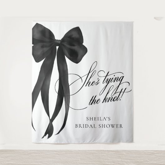 Black Bow Bridal Shower Backdrop Tapestry Wandkleed (Voorkant)