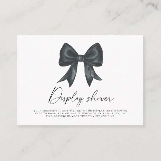 Black bow bridal shower Display shower Informatiekaartje (Voorkant)