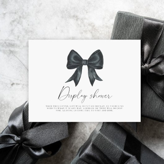 Black bow bridal shower Display shower Informatiekaartje