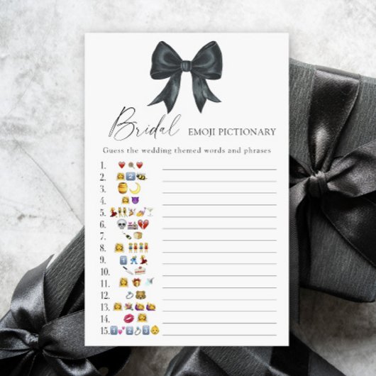Black bow Bridal shower emoji pictionary