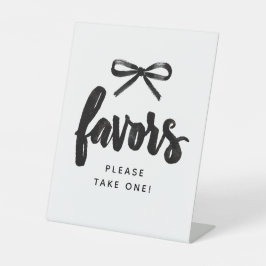 Black Bow Bridal Shower Favors Reclamebord Met Voetstuk