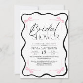 Black Bow  Bridal Shower Invitation Kaart (Voorkant)